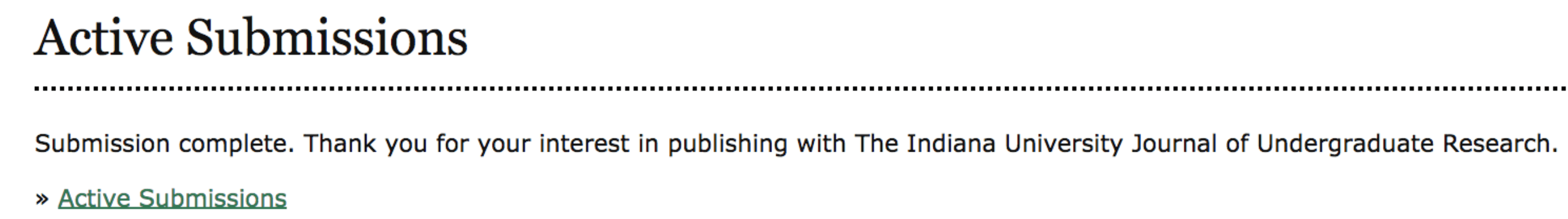 Screenshot of the fifth step of the five step submission process showing the completion of the submission process.